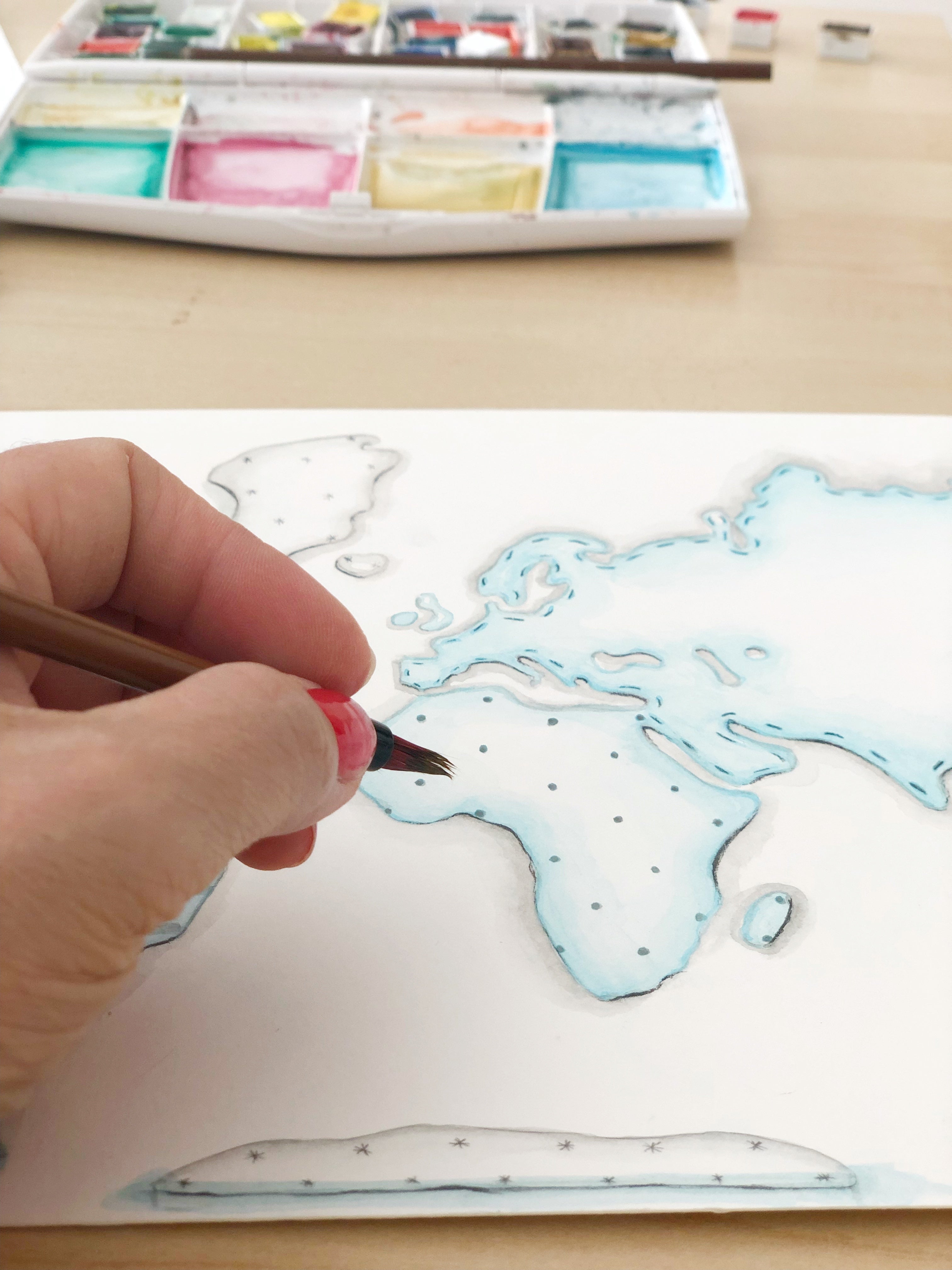 MAPA MUNDI AZUL EXPLORADOR Ventana mágica infantil