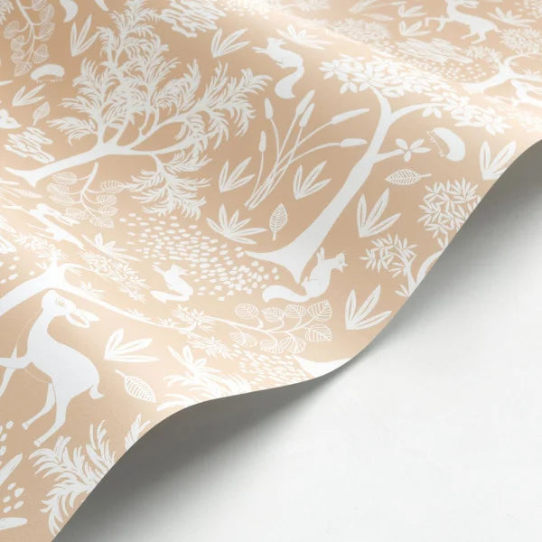 Papel pintado infantil - BOSQUE POETICO BEIGE CAMEL | Perfecta para la habitación de tus hijos | Il Mondo di Alex