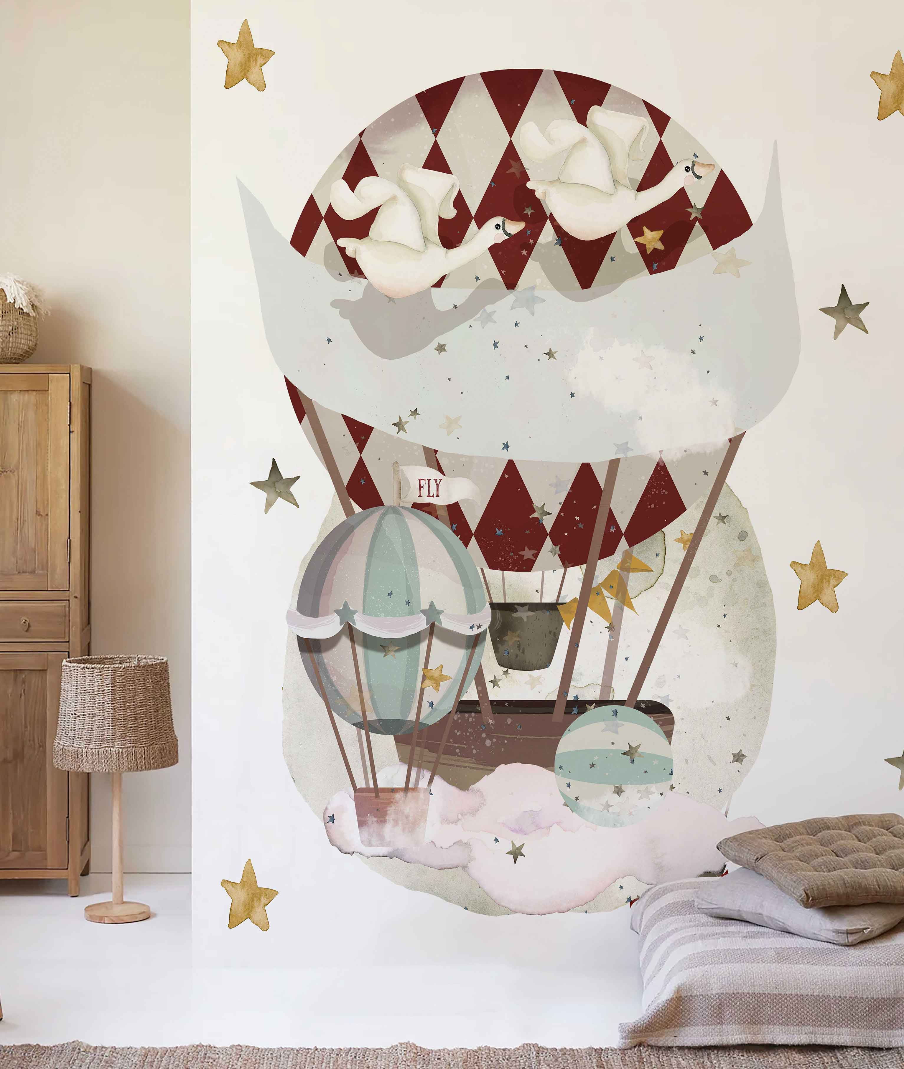 Vinilo pared XXL Globos Arround the world