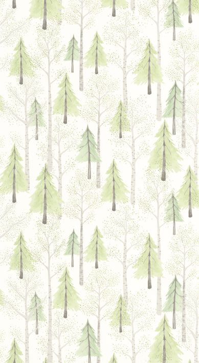 Papel pintado infantil - PASEO POR EL BOSQUE VERDE | Perfecta para la habitación de tus hijos | Il Mondo di Alex