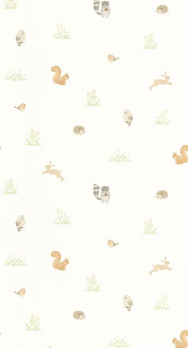 Papel pintado infantil - ANIMALITOS DEL BOSQUE VERDE ALMENDRA | Perfecta para la habitación de tus hijos | Il Mondo di Alex