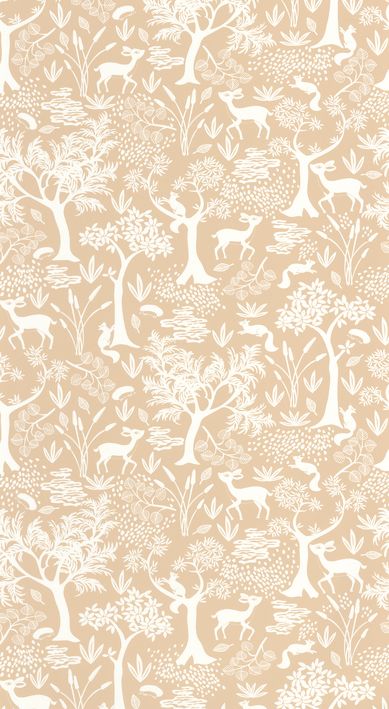 Papel pintado infantil - BOSQUE POETICO BEIGE CAMEL | Perfecta para la habitación de tus hijos | Il Mondo di Alex