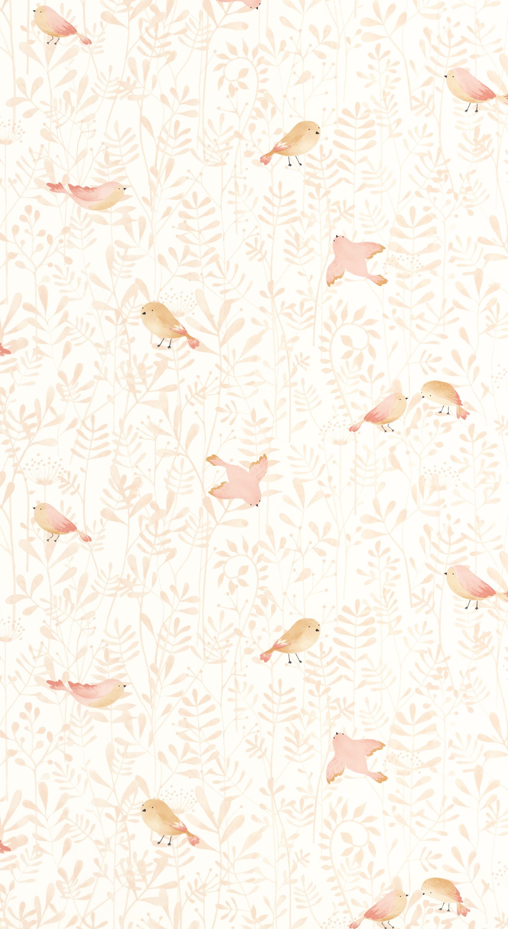 Papel pintado infantil - PÁJAROS VOLANDO ROSA | Perfecta para la habitación de tus hijos | Il Mondo di Alex