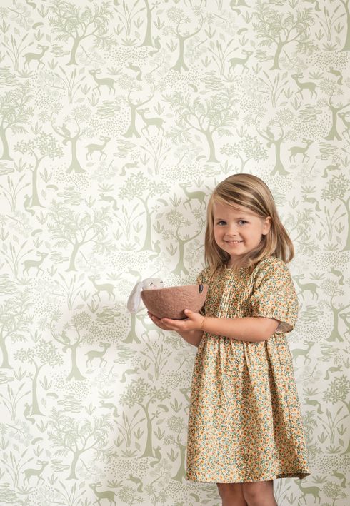 Papel pintado infantil - BOSQUE POETICO VERDE | Perfecta para la habitación de tus hijos | Il Mondo di Alex