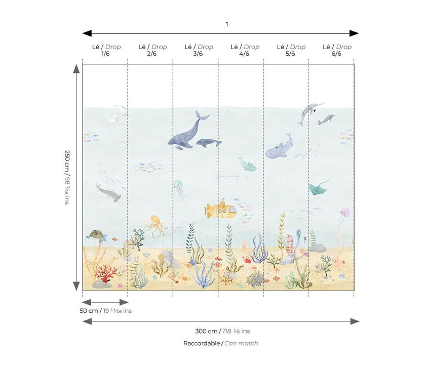 Mural infantil Panorámico - EXPLORACIÓN SUBMARINA