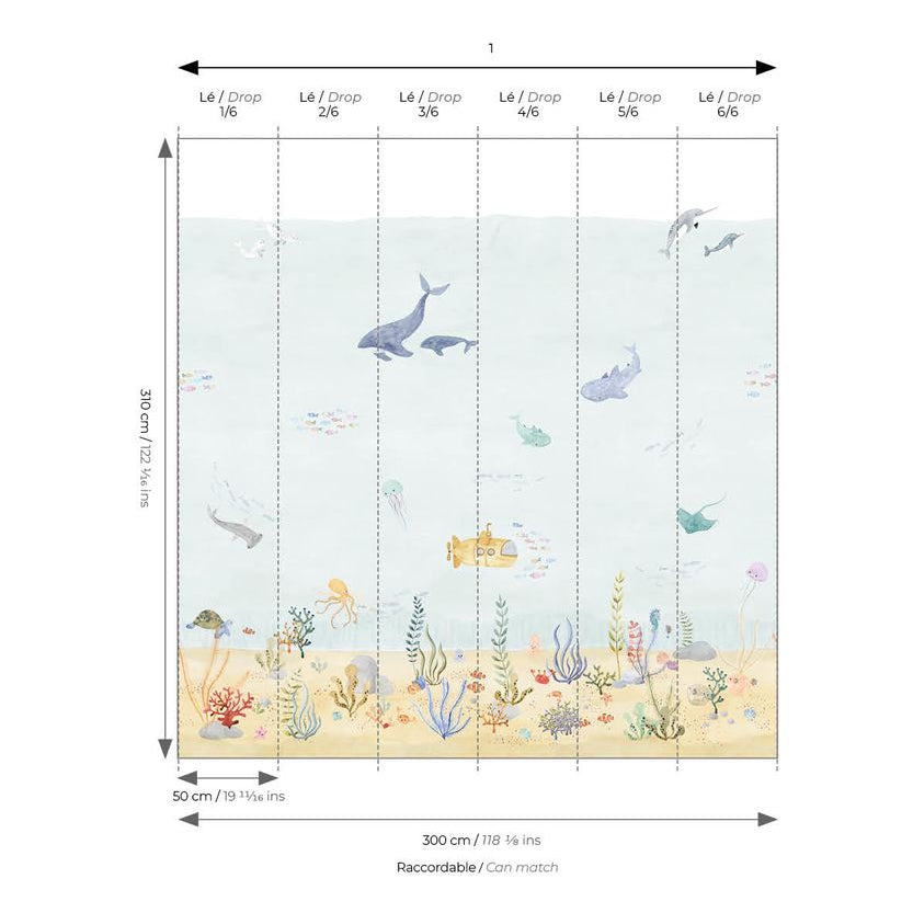 Mural infantil Panorámico - EXPLORACIÓN SUBMARINA