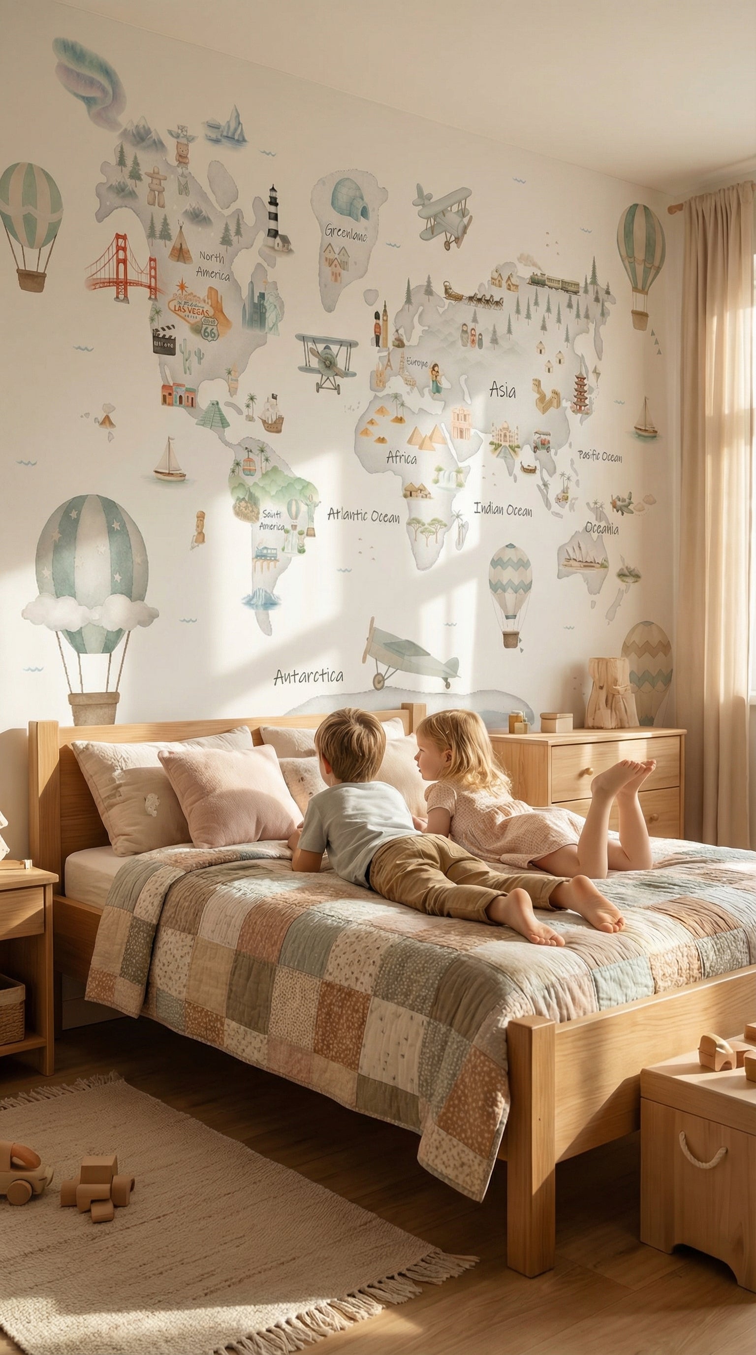 Mural de papel pintado - MAPA MUNDI GRIS ADVENTURE I | Perfecta para la habitación de tus hijos | Il Mondo di Alex