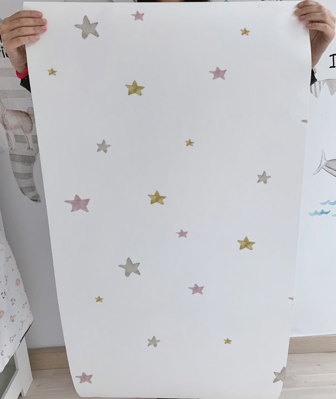 Estrellas rosas fantasy world Papel pintado infantil | Perfecta para la habitación de tus hijos | Il Mondo di Alex