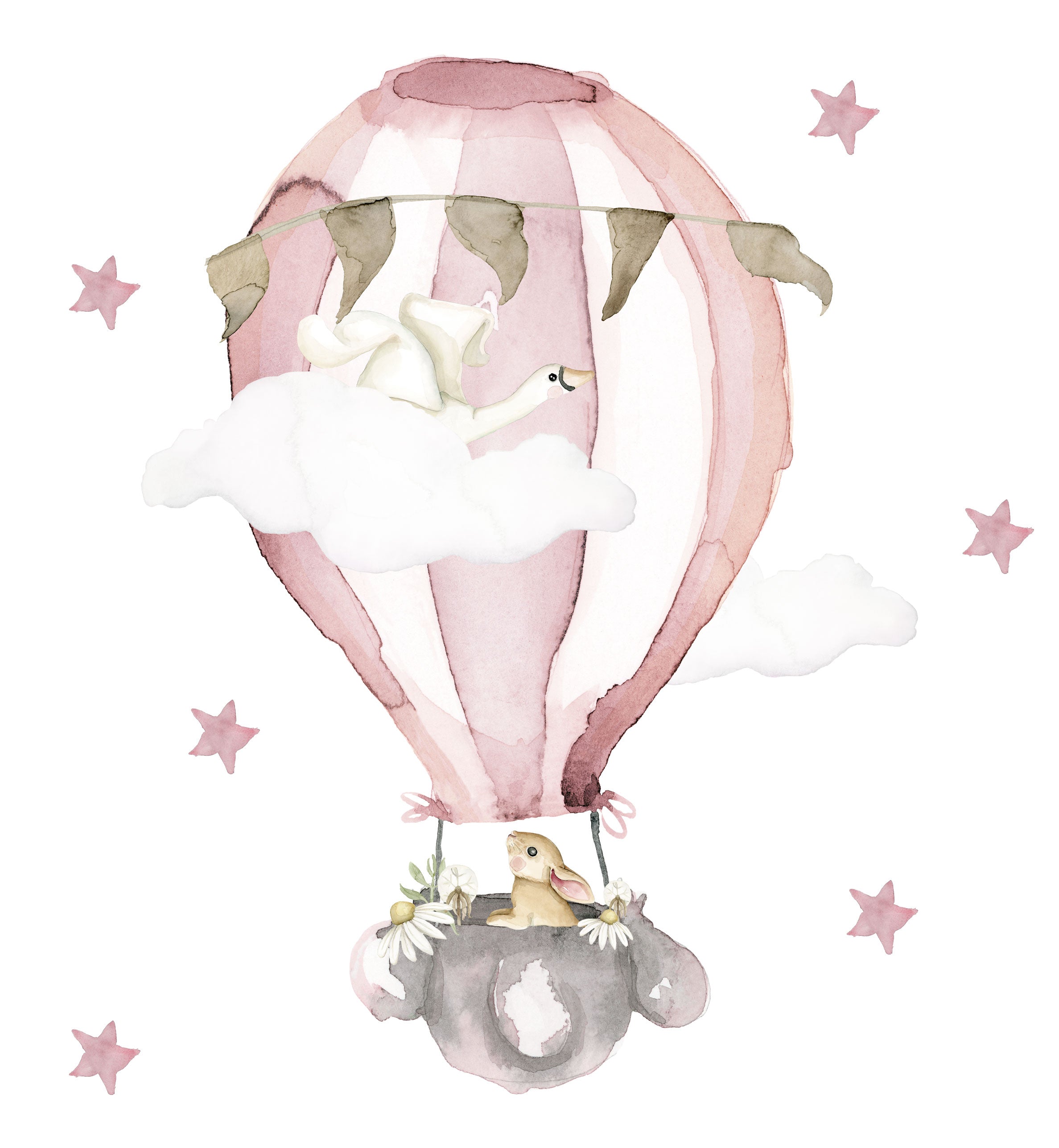 GLOBO FLORES ROSA Vinilo infantil personalizable | Perfecta para la habitación de tus hijos | Il Mondo di Alex