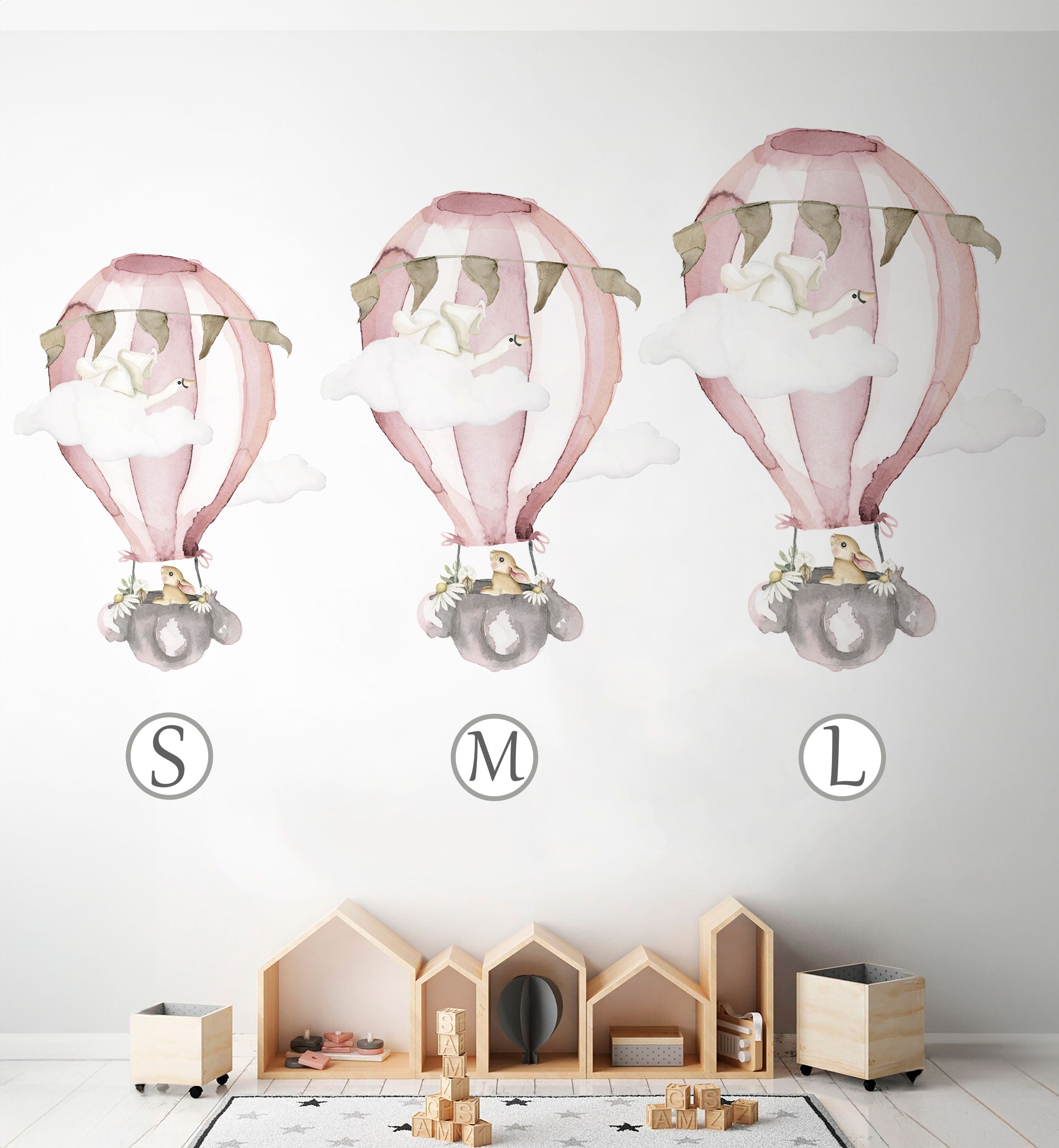 GLOBO FLORES ROSA Vinilo infantil personalizable | Perfecta para la habitación de tus hijos | Il Mondo di Alex