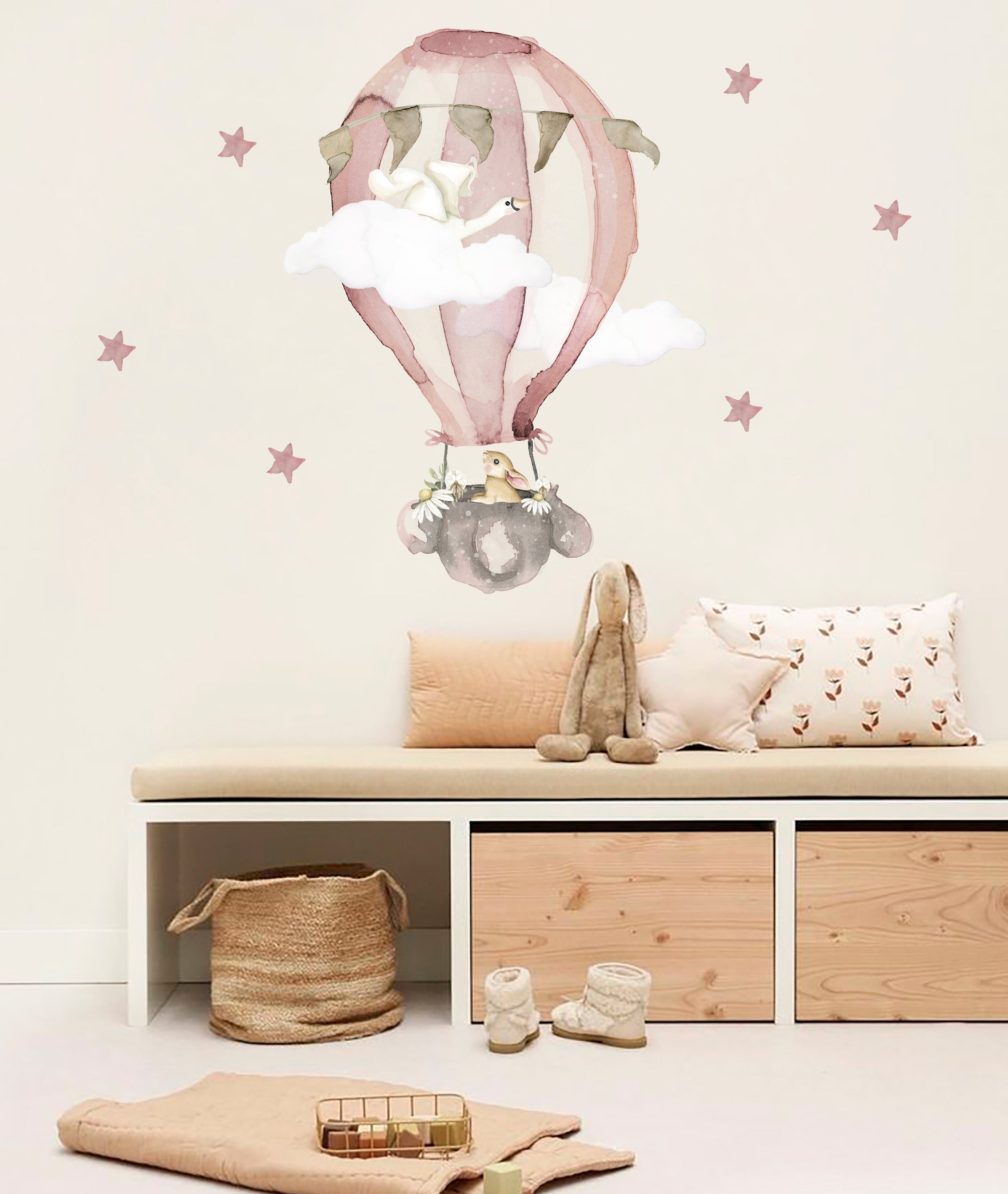 GLOBO FLORES ROSA Vinilo infantil personalizable | Perfecta para la habitación de tus hijos | Il Mondo di Alex