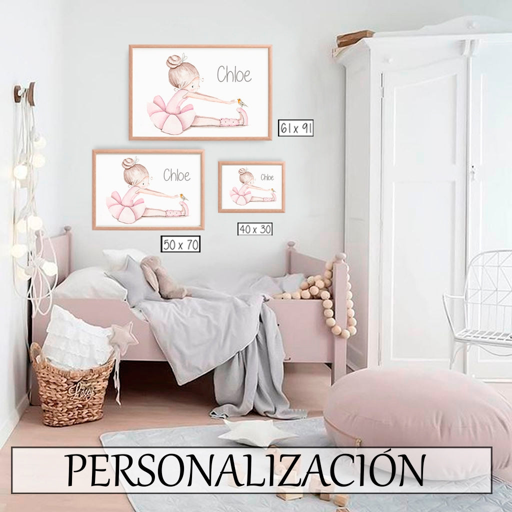 Cuadro infantil BAILARINA DANCE SENTADA CON PÁJARITO