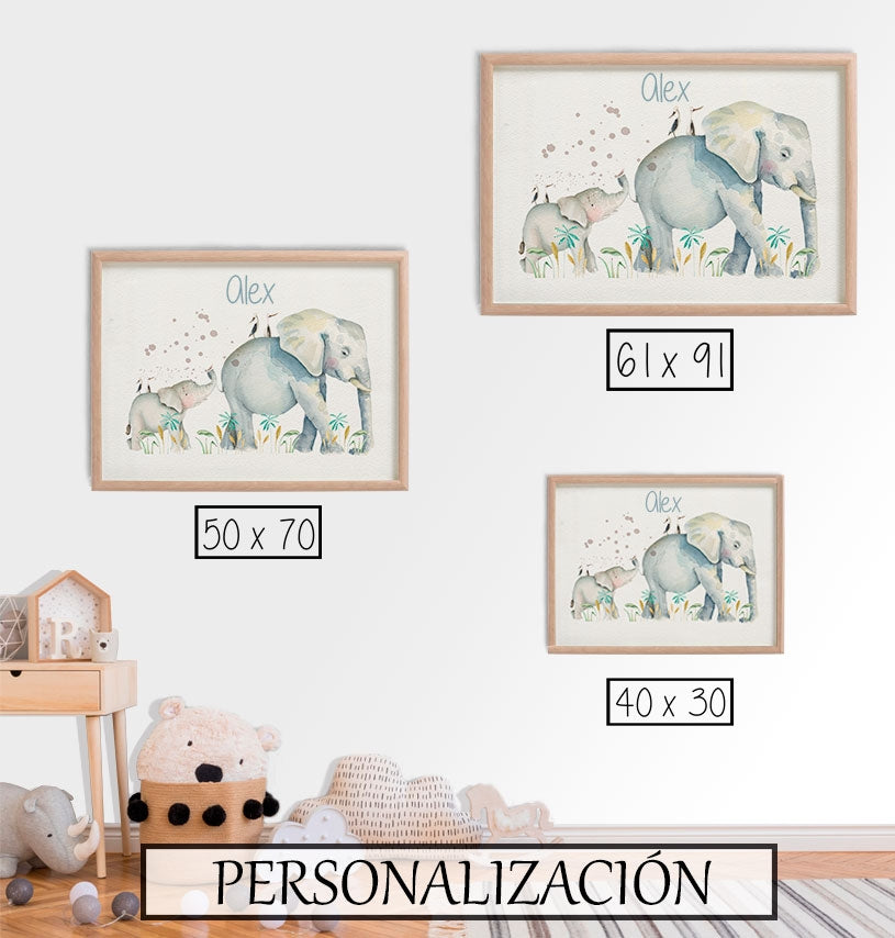 Cuadro infantil ELEFANTES JUNGLA