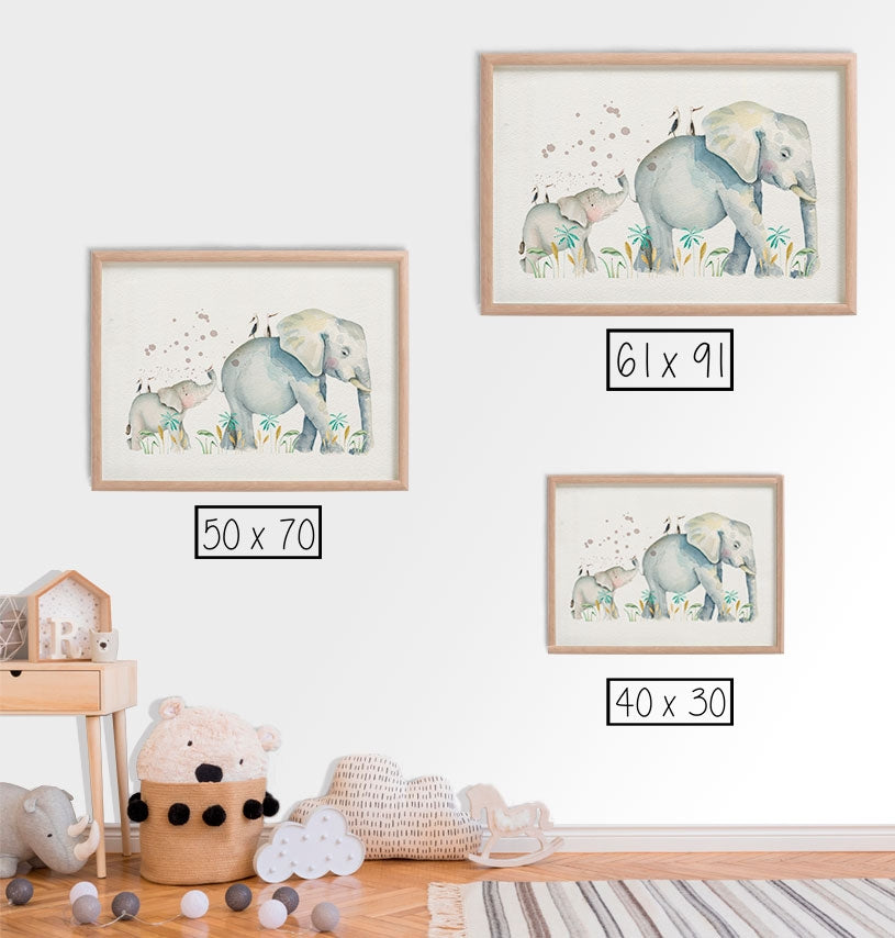Cuadro infantil ELEFANTES JUNGLA