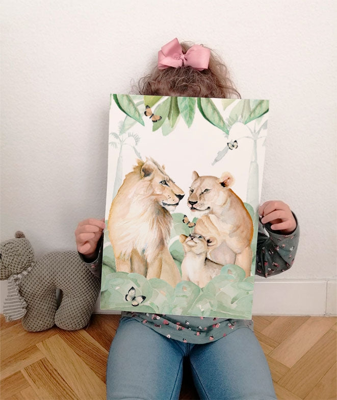 Cuadro infantil FAMILIA LEONES