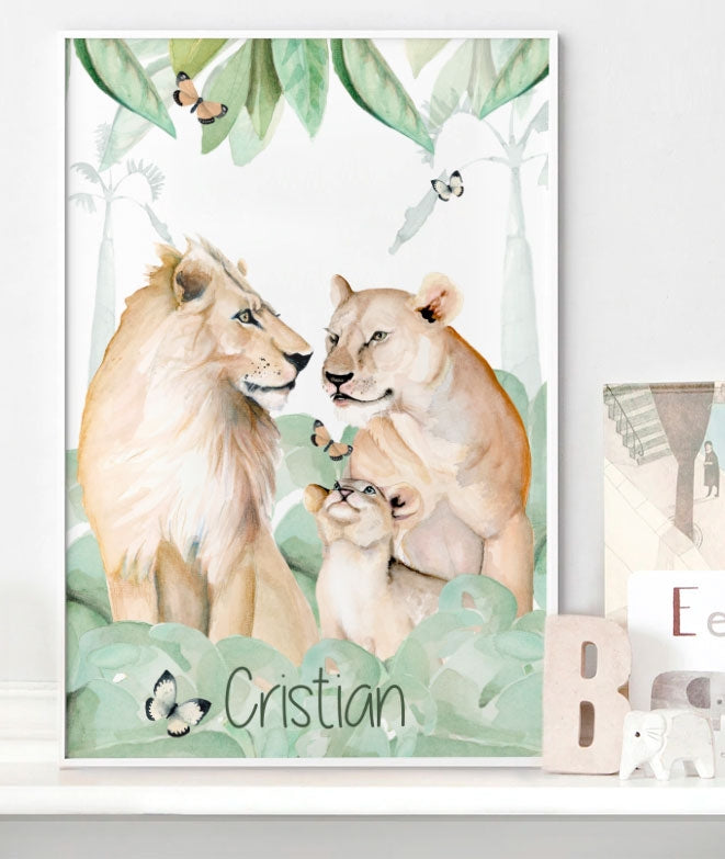 Cuadro infantil FAMILIA LEONES