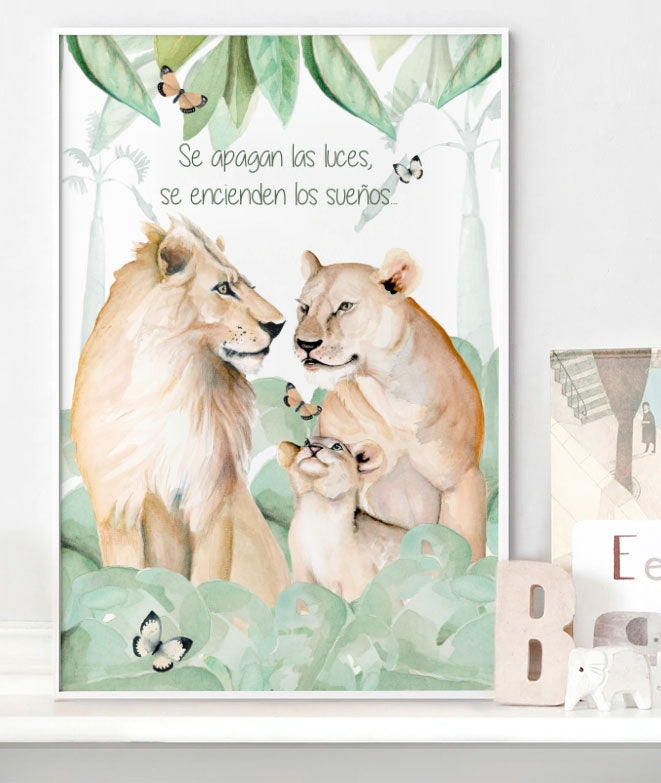 Cuadro infantil FAMILIA LEONES