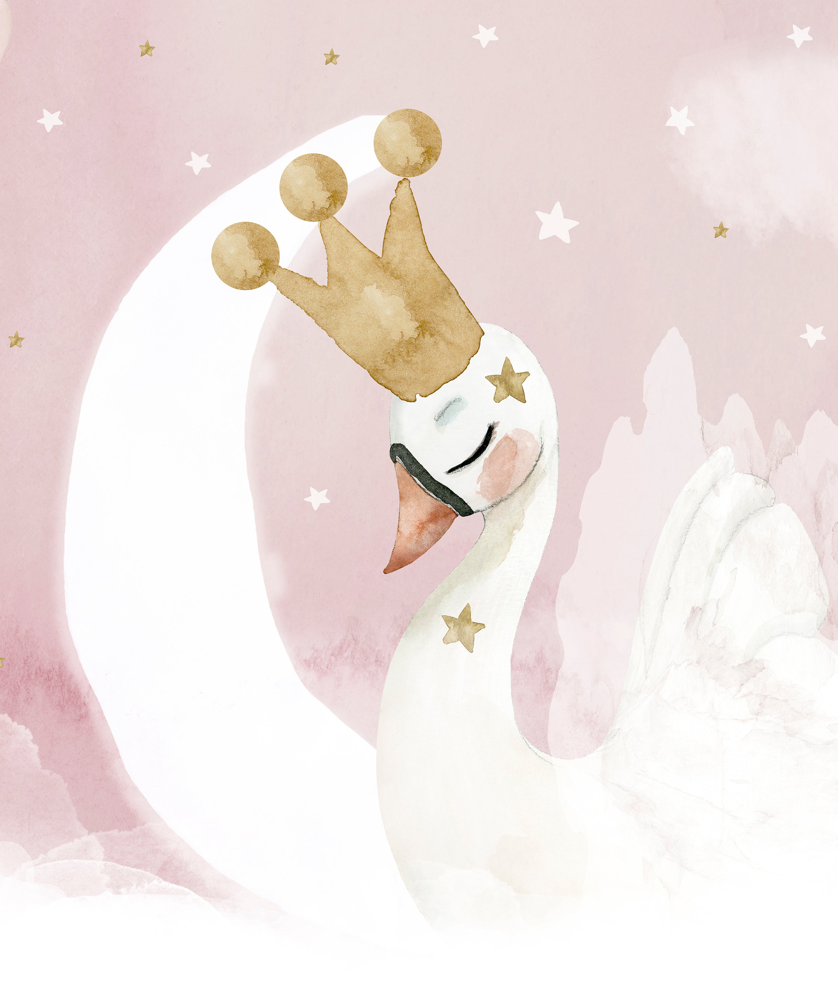 CISNE SOBRE LUNA Arco adhesivo infantil | Perfecta para la habitación de tus hijos | Il Mondo di Alex