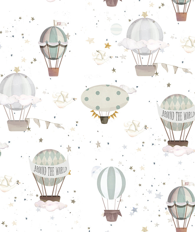 GLOBOS AROUND THE WORLD III Papel pintado infantil