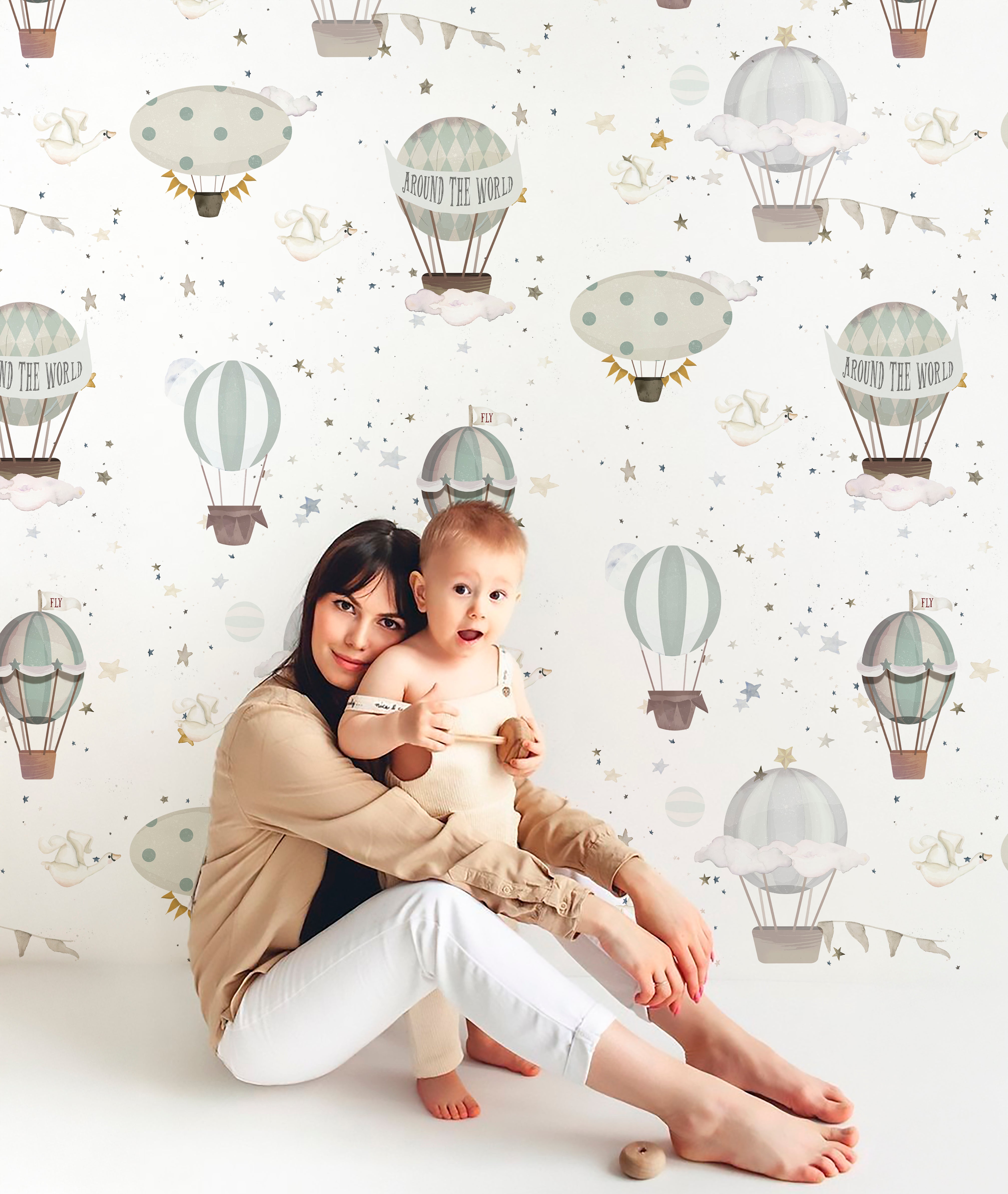 GLOBOS AROUND THE WORLD III Papel pintado infantil