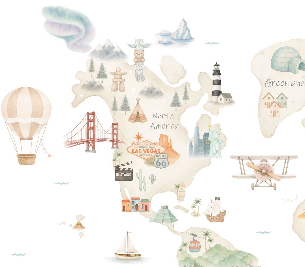 Mural de papel pintado - MAPA MUNDI ADVENTURE II | Perfecta para la habitación de tus hijos | Il Mondo di Alex