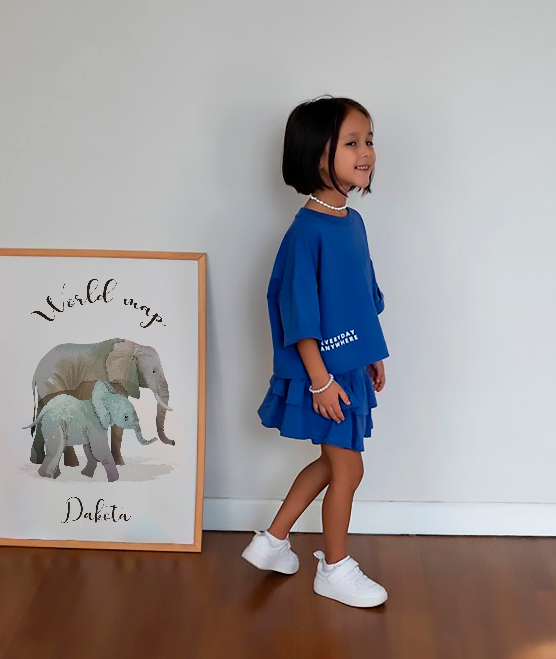 Cuadro infantil ELEFANTES MAPA MUNDI