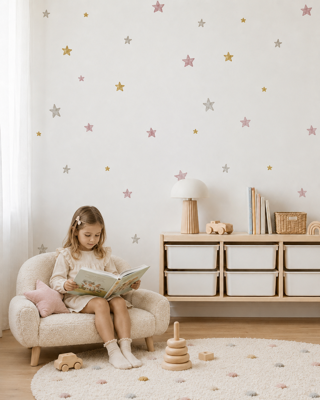 Stelle rosa Fantasy World Carta da parati per bambini