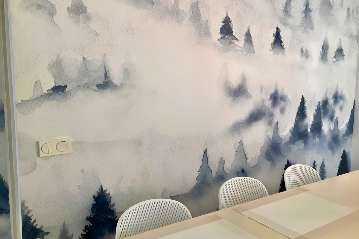 mural-bosque-niebla-cocina-estilo-nordico