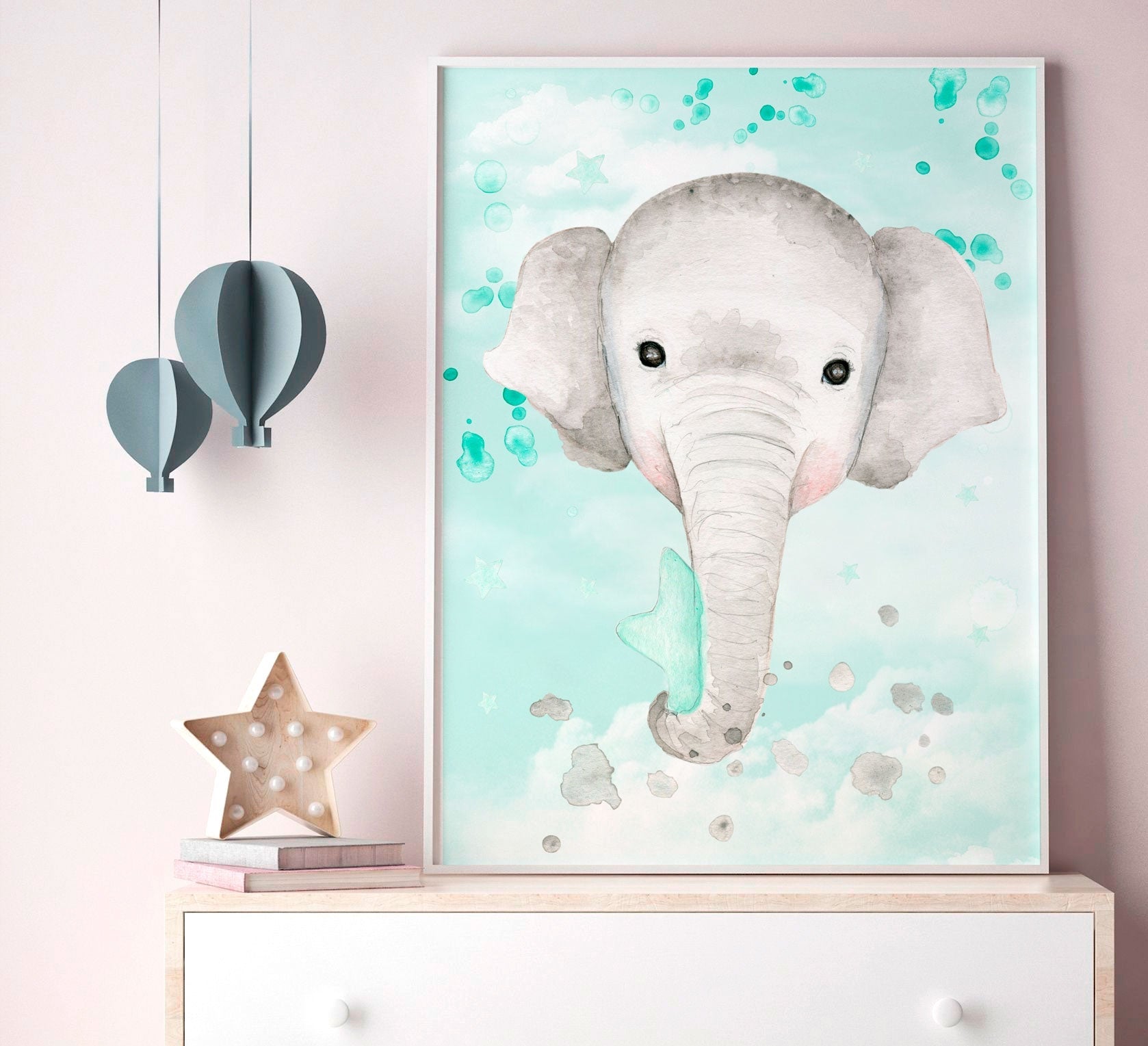 Lámina 30x40 ELEFANTE FONDO MINT