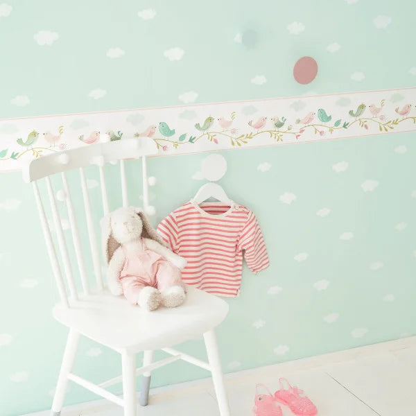 Papel pintado infantil - Nubes mint | Perfecta para la habitación de tus hijos | Il Mondo di Alex