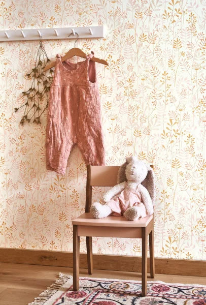 Papel pintado infantil -  WILD GARDEN ROSA NUDE | Perfecta para la habitación de tus hijos | Il Mondo di Alex