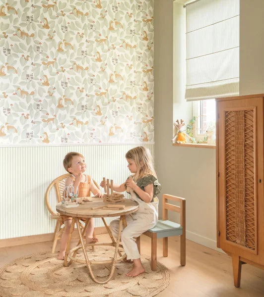 Papel pintado infantil - WOODLAND FRIENDS VERDE CLARO | Perfecta para la habitación de tus hijos | Il Mondo di Alex