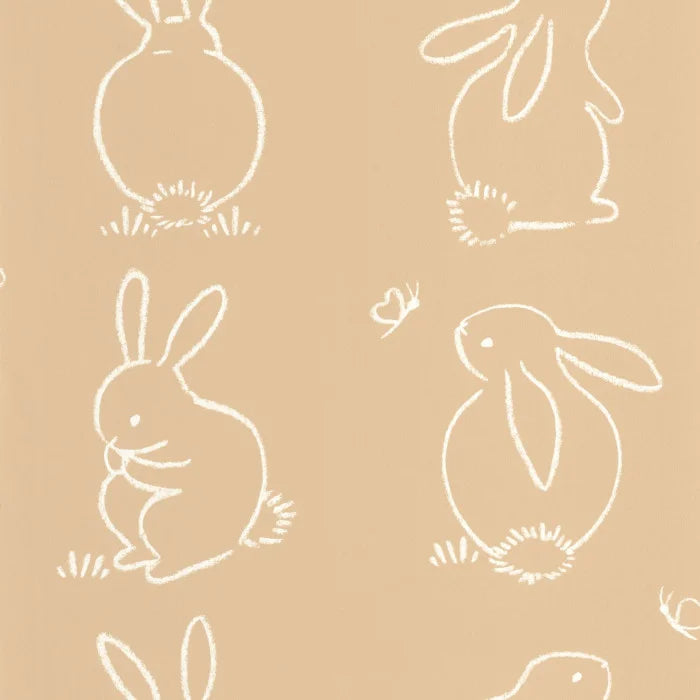 Papel pintado infantil -  FUNNY BUNNY BEIGE CAMEL | Perfecta para la habitación de tus hijos | Il Mondo di Alex