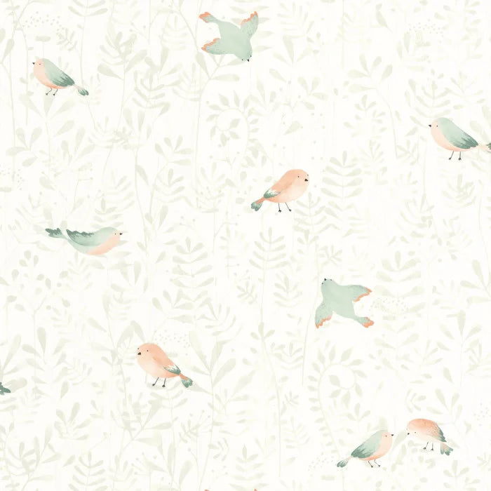 Papel pintado infantil -  PÁJAROS VOLANDO VERDE MINT | Perfecta para la habitación de tus hijos | Il Mondo di Alex