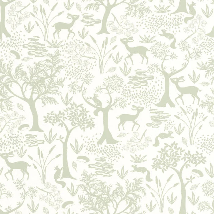 Papel pintado infantil -  BOSQUE POETICO VERDE | Perfecta para la habitación de tus hijos | Il Mondo di Alex