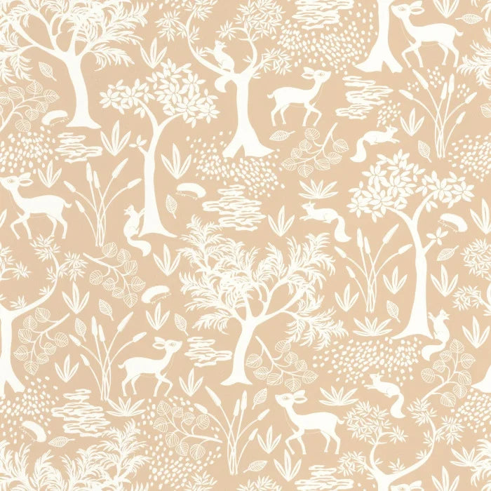 Papel pintado infantil -  BOSQUE POETICO BEIGE CAMEL | Perfecta para la habitación de tus hijos | Il Mondo di Alex