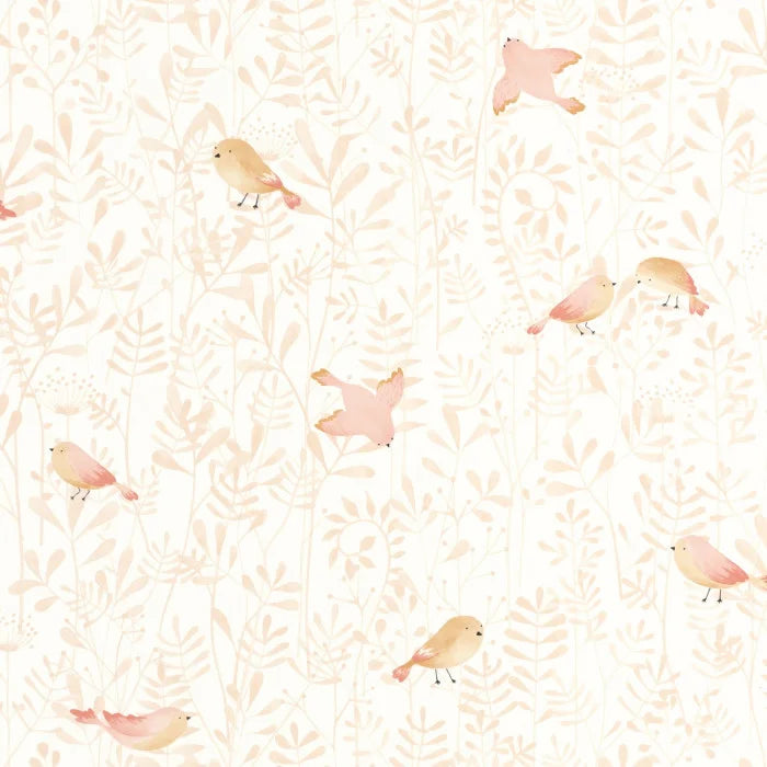 Papel pintado infantil -  PÁJAROS VOLANDO ROSA | Perfecta para la habitación de tus hijos | Il Mondo di Alex