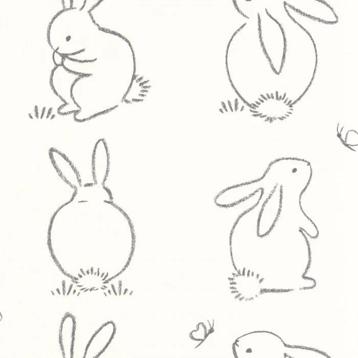 Papel pintado infantil -  FUNNY BUNNY NEGRO | Perfecta para la habitación de tus hijos | Il Mondo di Alex