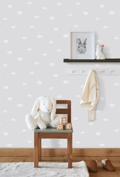Papel pintado infantil - Nubes gris | Perfecta para la habitación de tus hijos | Il Mondo di Alex