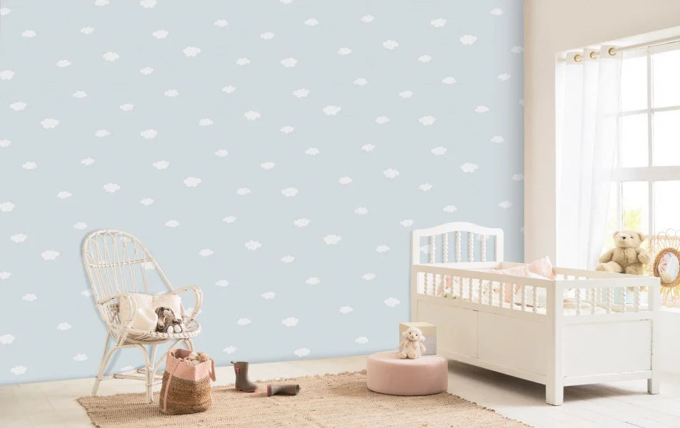 Papel pintado infantil - Nubes azul | Perfecta para la habitación de tus hijos | Il Mondo di Alex