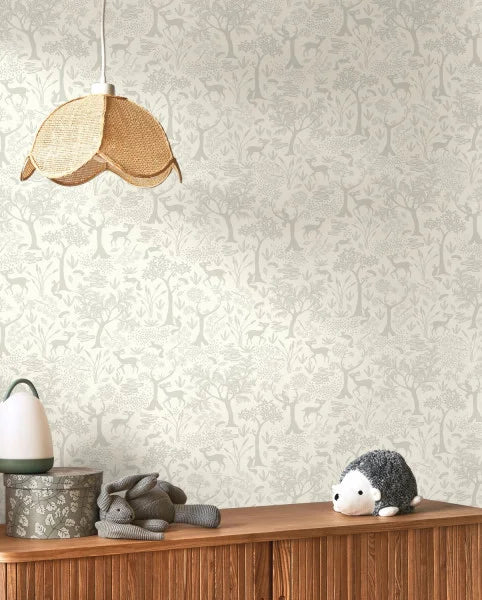 Papel pintado infantil -  BOSQUE POETICO GRIS | Perfecta para la habitación de tus hijos | Il Mondo di Alex