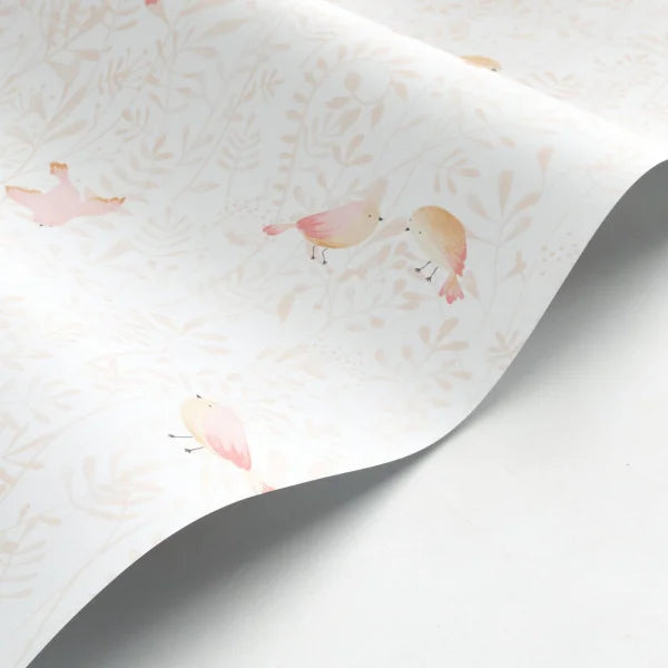 Papel pintado infantil -  PÁJAROS VOLANDO ROSA | Perfecta para la habitación de tus hijos | Il Mondo di Alex