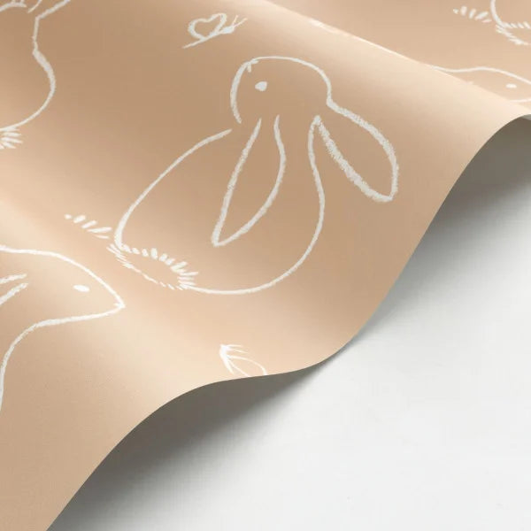 Papel pintado infantil -  FUNNY BUNNY BEIGE CAMEL | Perfecta para la habitación de tus hijos | Il Mondo di Alex