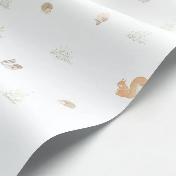 Papel pintado infantil -  ANIMALITOS DEL BOSQUE VERDE ALMENDRA | Perfecta para la habitación de tus hijos | Il Mondo di Alex