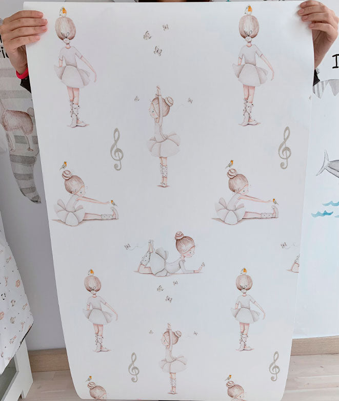 BAILARINAS DANCE BEIGE Papel pintado infantil