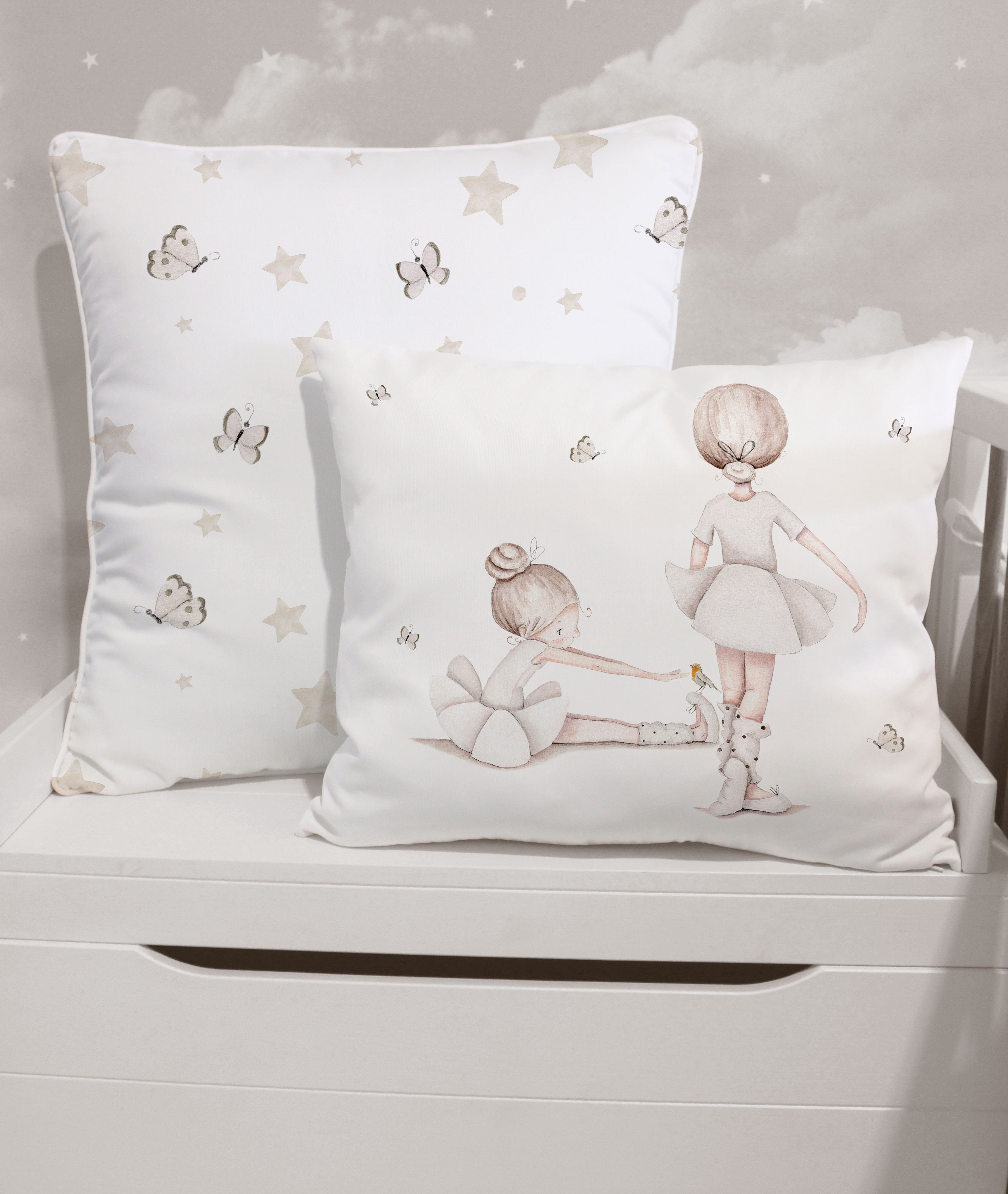 Cojín infantil personalizado BAILARINAS III Y IV BEIGE