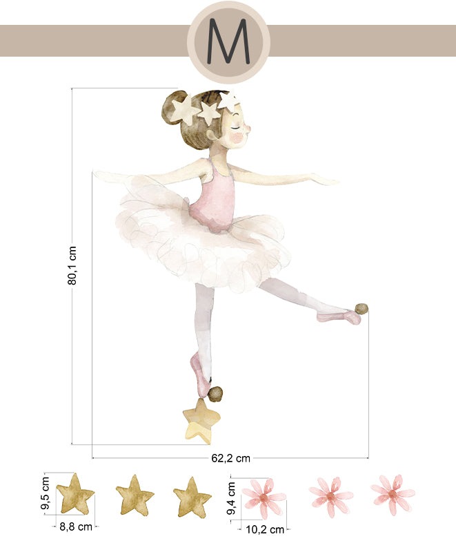 BAILARINA SOBRE ESTRELLA Vinilo infantil personalizable