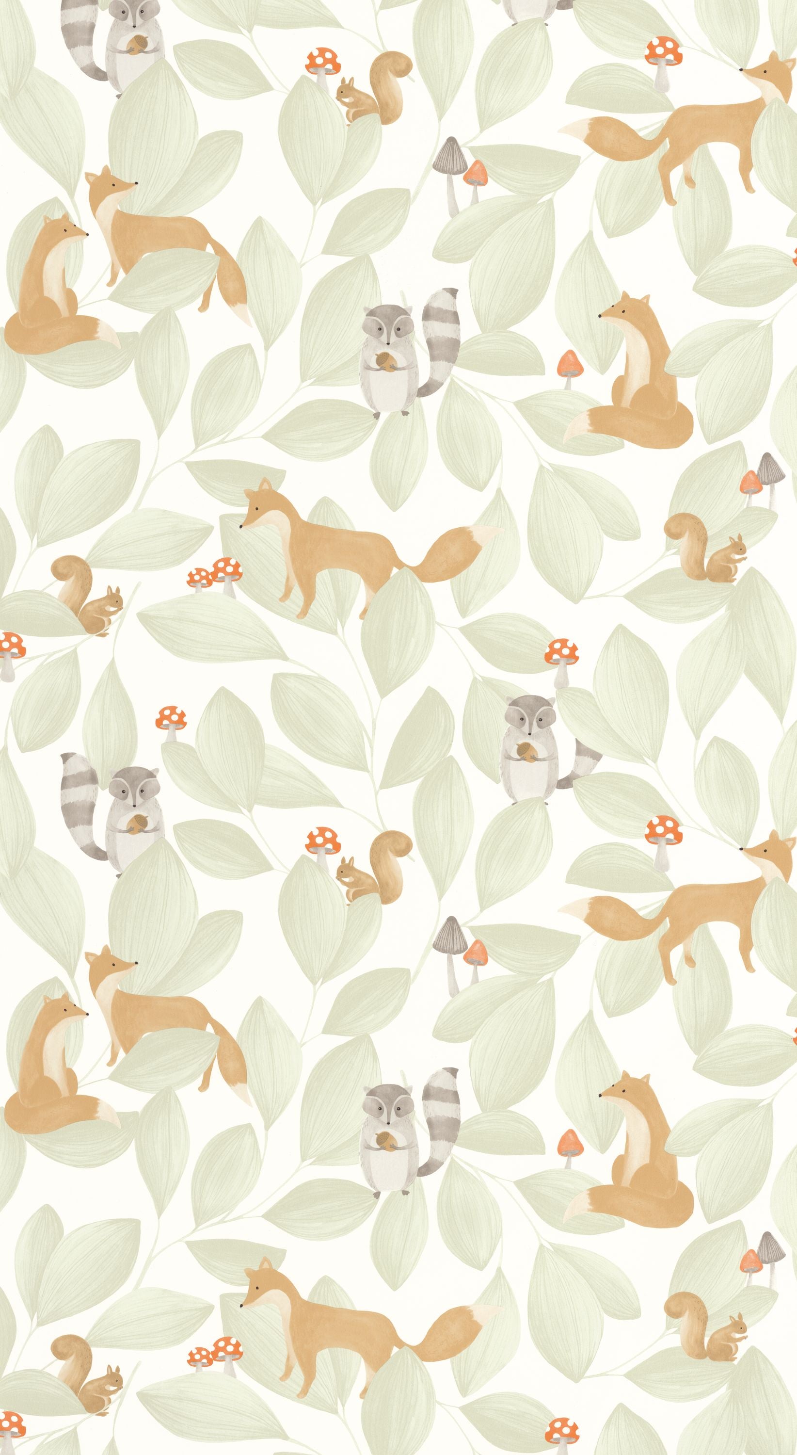 Papel pintado infantil - WOODLAND FRIENDS VERDE CLARO | Perfecta para la habitación de tus hijos | Il Mondo di Alex