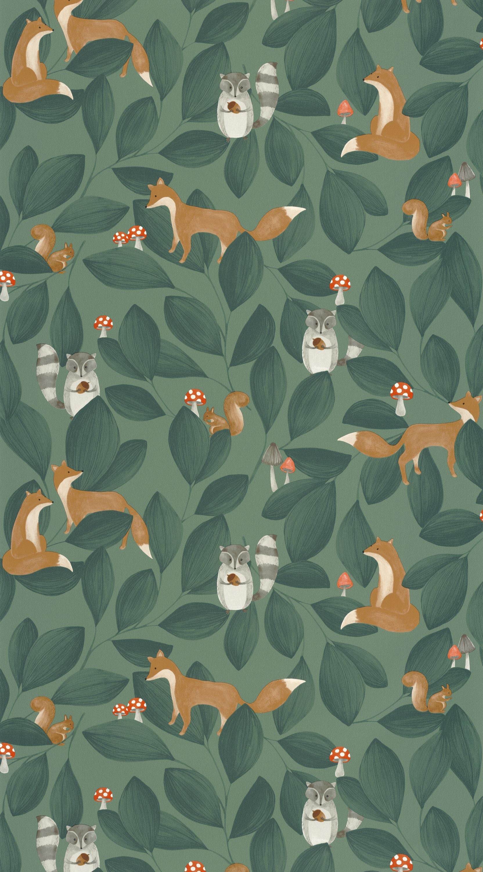 Papel pintado infantil - WOODLAND FRIENDS VERDE | Perfecta para la habitación de tus hijos | Il Mondo di Alex