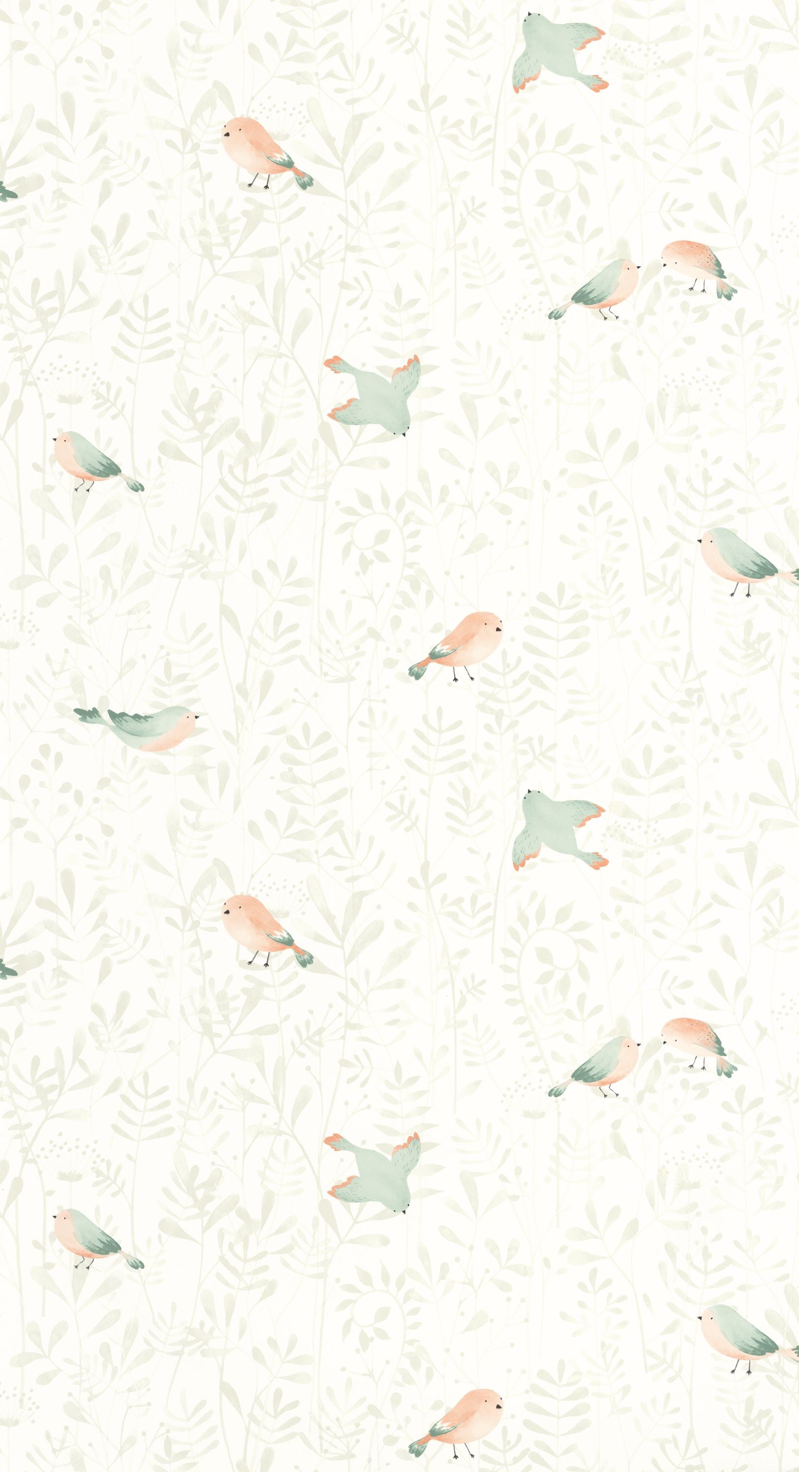 Papel pintado infantil -  PÁJAROS VOLANDO VERDE MINT | Perfecta para la habitación de tus hijos | Il Mondo di Alex